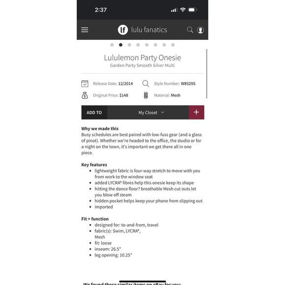 Lululemon Party Onsie in Garden Party Smooth Silver Multi - Picture 3 of 8